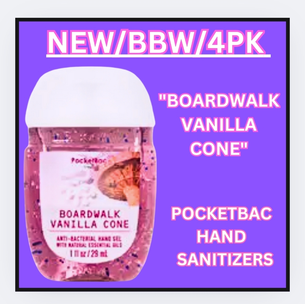 🔥4-pk "BOARDWALK VANILLA CONE" / NEW / BBW /POCKETBAC HAND SANITIZERS